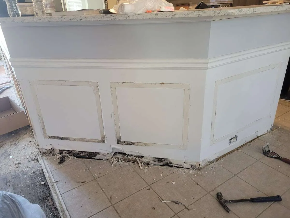 Water damage and mold on kitchen during Storm Damage Restoration in Oak Hills